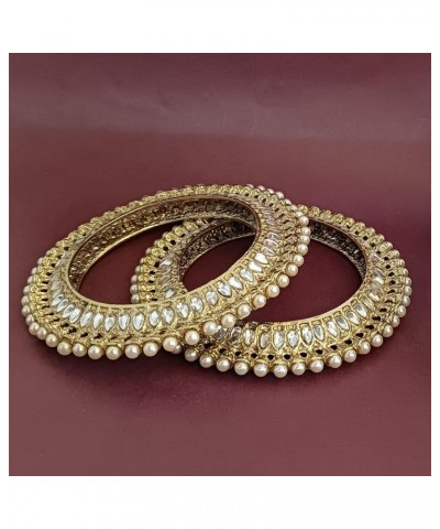 Indian Style Bollywood Traditional Gold Tone Faux Pearl Wedding Bracelet Bangle Set Jewelry 2-4 Style 2 (Set of 2 Pcs) $15.87...