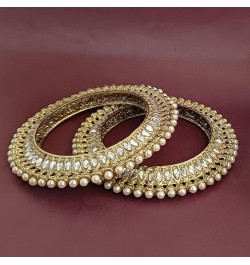 Indian Style Bollywood Traditional Gold Tone Faux Pearl Wedding Bracelet Bangle Set Jewelry 2-4 Style 2 (Set of 2 Pcs) $15.87...