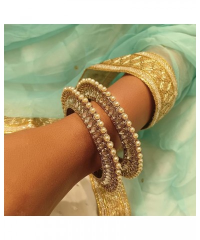 Indian Style Bollywood Traditional Gold Tone Faux Pearl Wedding Bracelet Bangle Set Jewelry 2-4 Style 2 (Set of 2 Pcs) $15.87...