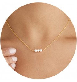 Pearl Necklaces for Women, Dainty Gold Necklace 14k Gold Plated Single Pearl Necklace Simple Pearl Choker Necklaces for Women...