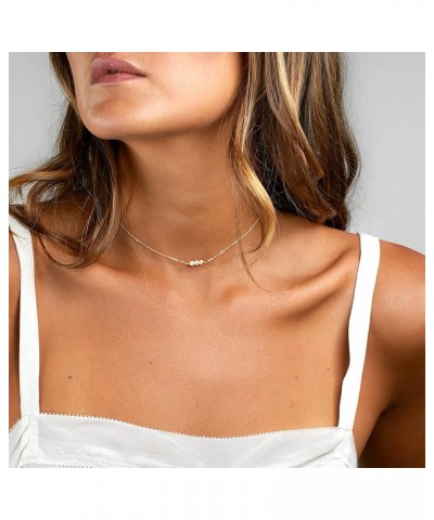 Pearl Necklaces for Women, Dainty Gold Necklace 14k Gold Plated Single Pearl Necklace Simple Pearl Choker Necklaces for Women...