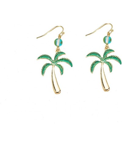 Stainless Steel Coconut Palm Tree Dangle Earrings Summer Beach Theme Jewelry Holiday Gift Vacation Jewelry for Her green $8.6...