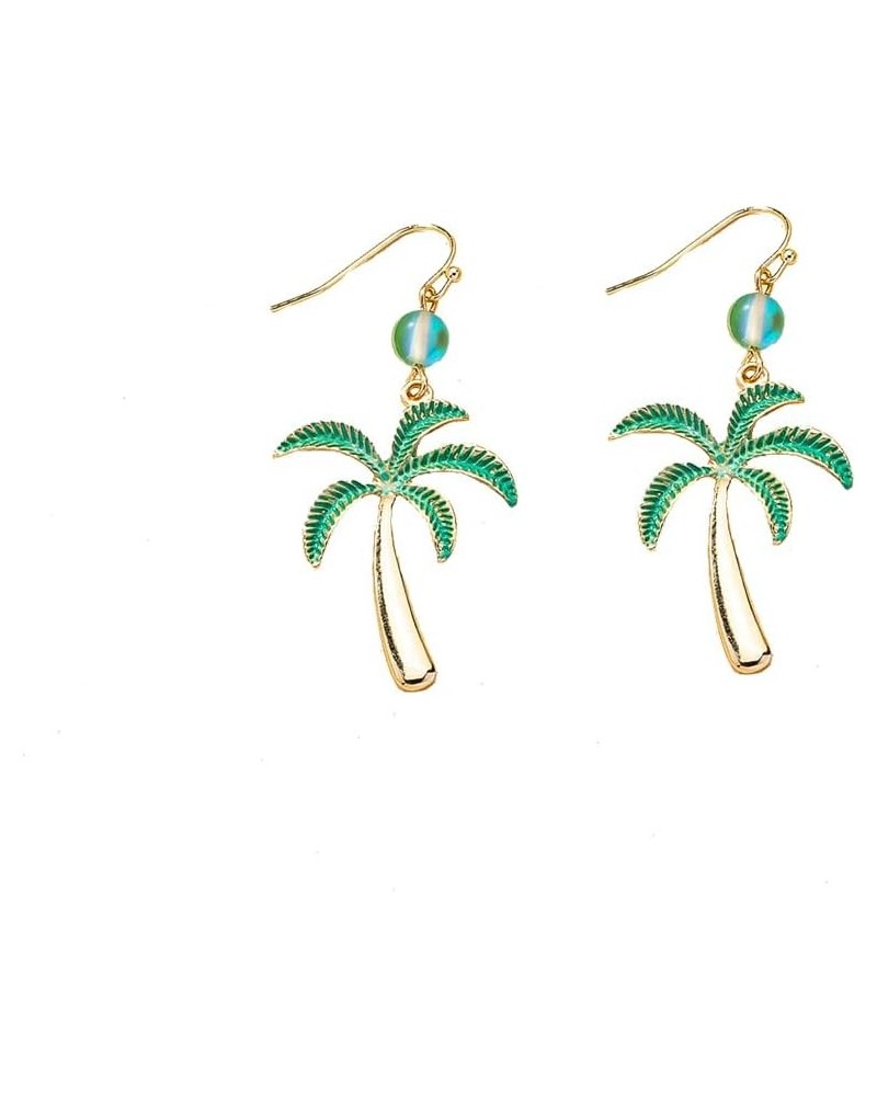 Stainless Steel Coconut Palm Tree Dangle Earrings Summer Beach Theme Jewelry Holiday Gift Vacation Jewelry for Her green $8.6...