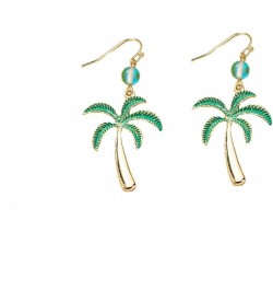 Stainless Steel Coconut Palm Tree Dangle Earrings Summer Beach Theme Jewelry Holiday Gift Vacation Jewelry for Her green $8.6...