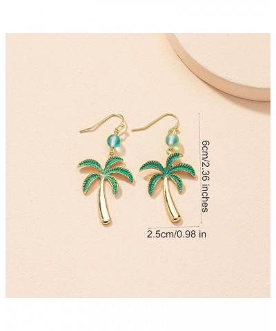 Stainless Steel Coconut Palm Tree Dangle Earrings Summer Beach Theme Jewelry Holiday Gift Vacation Jewelry for Her green $8.6...