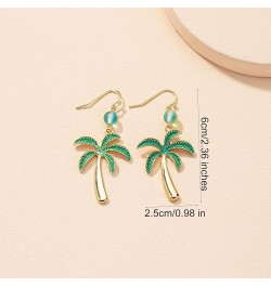 Stainless Steel Coconut Palm Tree Dangle Earrings Summer Beach Theme Jewelry Holiday Gift Vacation Jewelry for Her green $8.6...