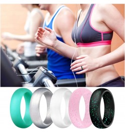 Silicone Wedding Ring Bands for Women 10 Pack Size 5.5-6 Womens Thin Stackable & Flash Powder Rubber Wedding Band Rings 5.7mm...