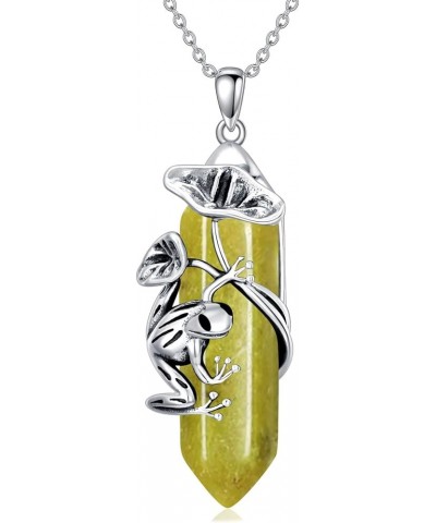 Frog Necklace 925 Sterling Silver Frog Pendant Birthstone Quartz Jewelry Gift for Women Girls Mom Aug-08 $51.45 Necklaces