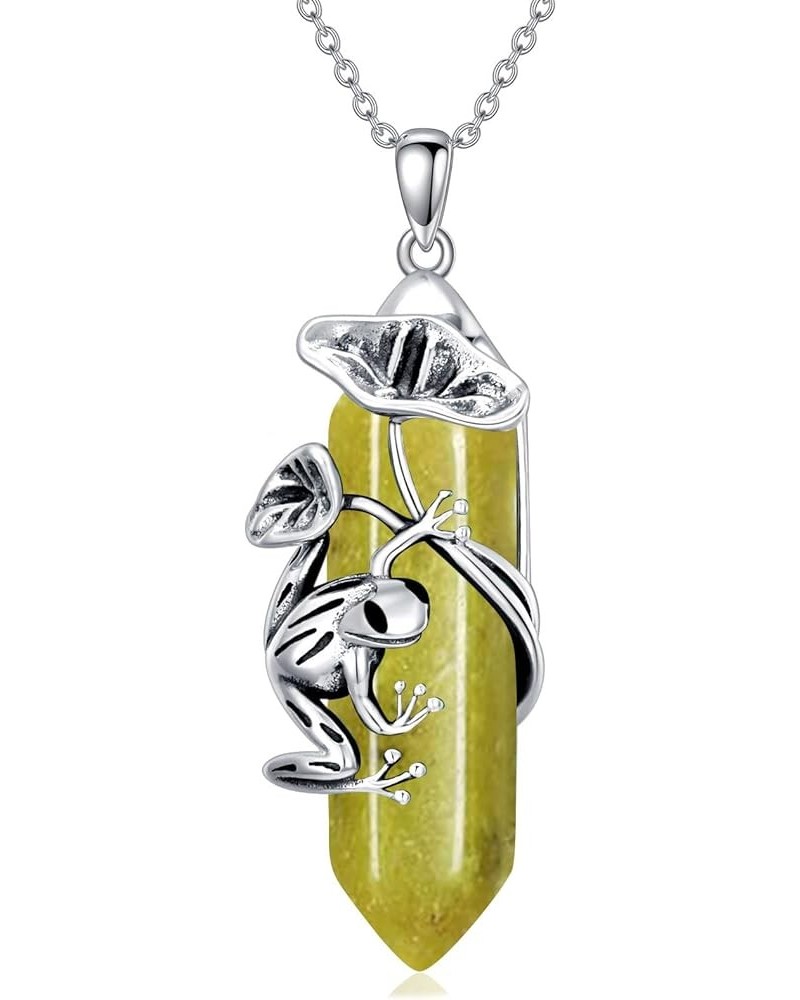 Frog Necklace 925 Sterling Silver Frog Pendant Birthstone Quartz Jewelry Gift for Women Girls Mom Aug-08 $51.45 Necklaces