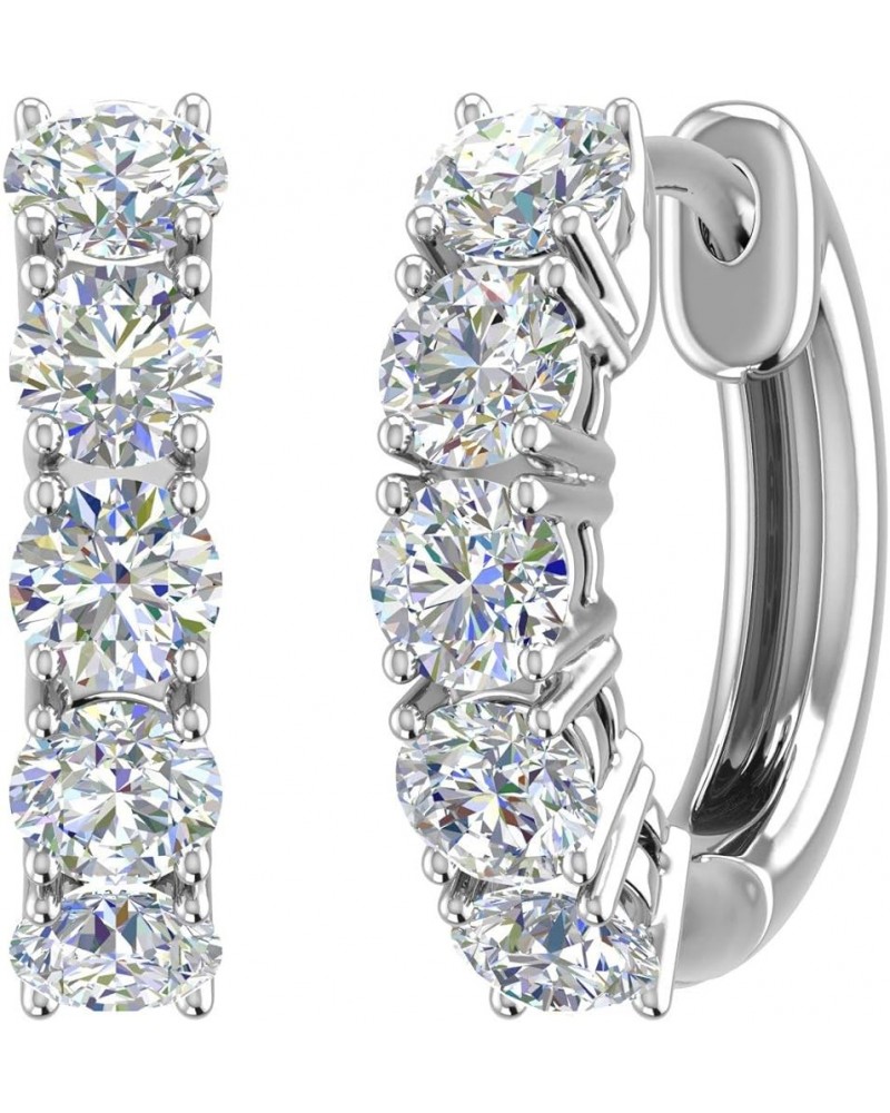 1 Carat 5-Stones Diamond Hoop Earrings in 925 Sterling Silver or in 18K Yellow Gold over Sterling Silver Sterling Silver $77....