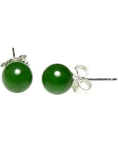 Trustmark 925 Sterling Silver 6mm Natural Nephrite Green Jade Ball Stud Post Earrings $18.29 Earrings