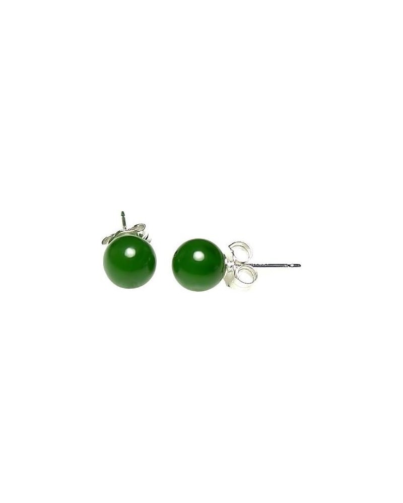 Trustmark 925 Sterling Silver 6mm Natural Nephrite Green Jade Ball Stud Post Earrings $18.29 Earrings