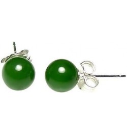 Trustmark 925 Sterling Silver 6mm Natural Nephrite Green Jade Ball Stud Post Earrings $18.29 Earrings