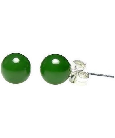 Trustmark 925 Sterling Silver 6mm Natural Nephrite Green Jade Ball Stud Post Earrings $18.29 Earrings