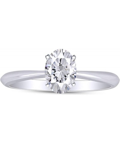 14K White Gold Plated Sterling Silver Fancy Shape Solitaire Ring Made with Cubic-Zirconia Oval $20.21 Rings