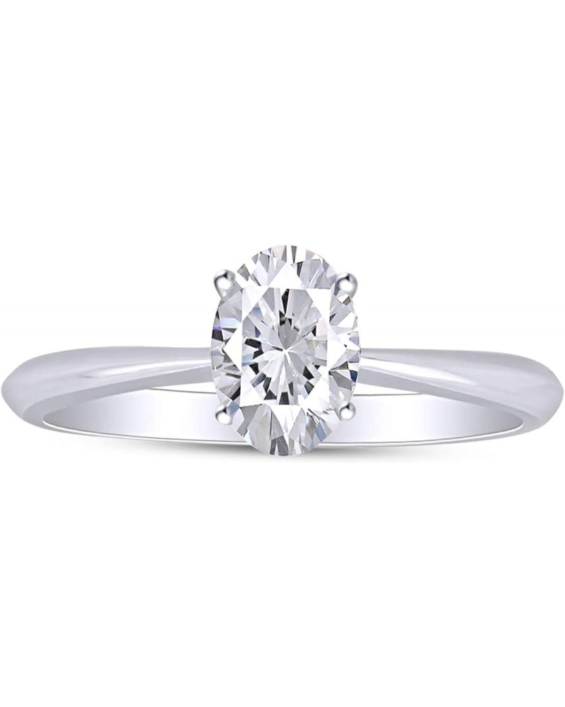 14K White Gold Plated Sterling Silver Fancy Shape Solitaire Ring Made with Cubic-Zirconia Oval $20.21 Rings