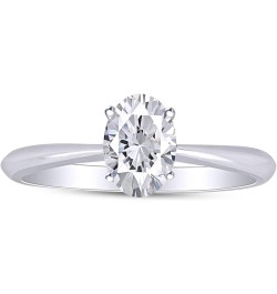 14K White Gold Plated Sterling Silver Fancy Shape Solitaire Ring Made with Cubic-Zirconia Oval $20.21 Rings