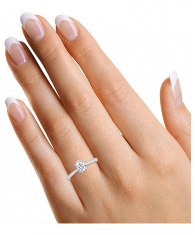 14K White Gold Plated Sterling Silver Fancy Shape Solitaire Ring Made with Cubic-Zirconia Oval $20.21 Rings