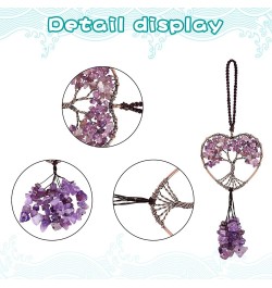 Car Accessories 7 Chakra Tree of Life Charm Heart Shaped Healing Crystal Decor for Car Mirror Accessories Tassel Yoga Healing...