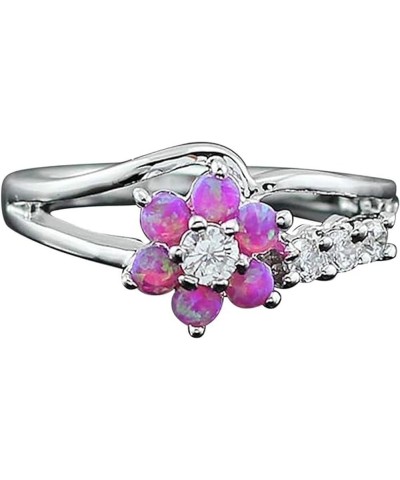 Exquisite Flower Created Opal Rings for Womens Zircon Jewelry Birthday Gift Bridal Engagement Party Band Rings pink 5 $4.12 R...