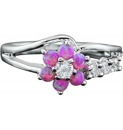 Exquisite Flower Created Opal Rings for Womens Zircon Jewelry Birthday Gift Bridal Engagement Party Band Rings pink 5 $4.12 R...