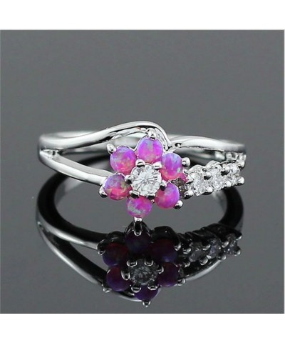 Exquisite Flower Created Opal Rings for Womens Zircon Jewelry Birthday Gift Bridal Engagement Party Band Rings pink 5 $4.12 R...