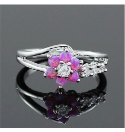 Exquisite Flower Created Opal Rings for Womens Zircon Jewelry Birthday Gift Bridal Engagement Party Band Rings pink 5 $4.12 R...