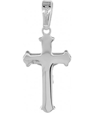 7/8 inch Sterling Silver Small Crucifix Necklace for Women and Men Solid Back Flawless High Polished Finish 0.8mm Box_Chain 2...