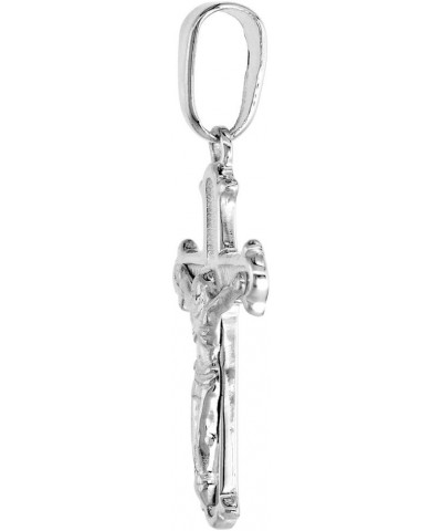 7/8 inch Sterling Silver Small Crucifix Necklace for Women and Men Solid Back Flawless High Polished Finish 0.8mm Box_Chain 2...