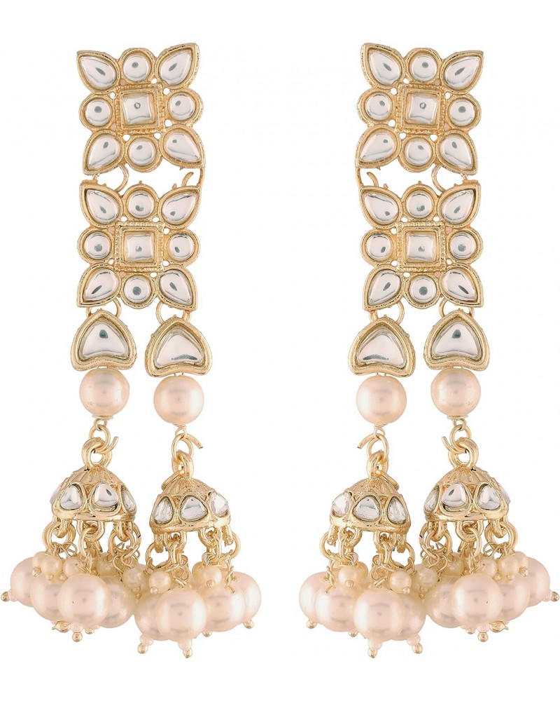 18k Gold Plated Indian Wedding Bollywood Kundan Pearl Dangle Earrings for Women (E2942W) $12.10 Earrings