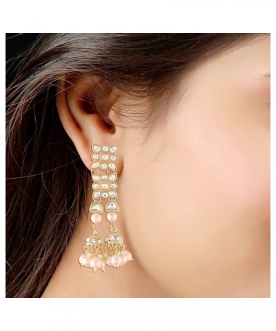 18k Gold Plated Indian Wedding Bollywood Kundan Pearl Dangle Earrings for Women (E2942W) $12.10 Earrings