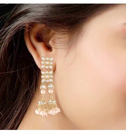 18k Gold Plated Indian Wedding Bollywood Kundan Pearl Dangle Earrings for Women (E2942W) $12.10 Earrings