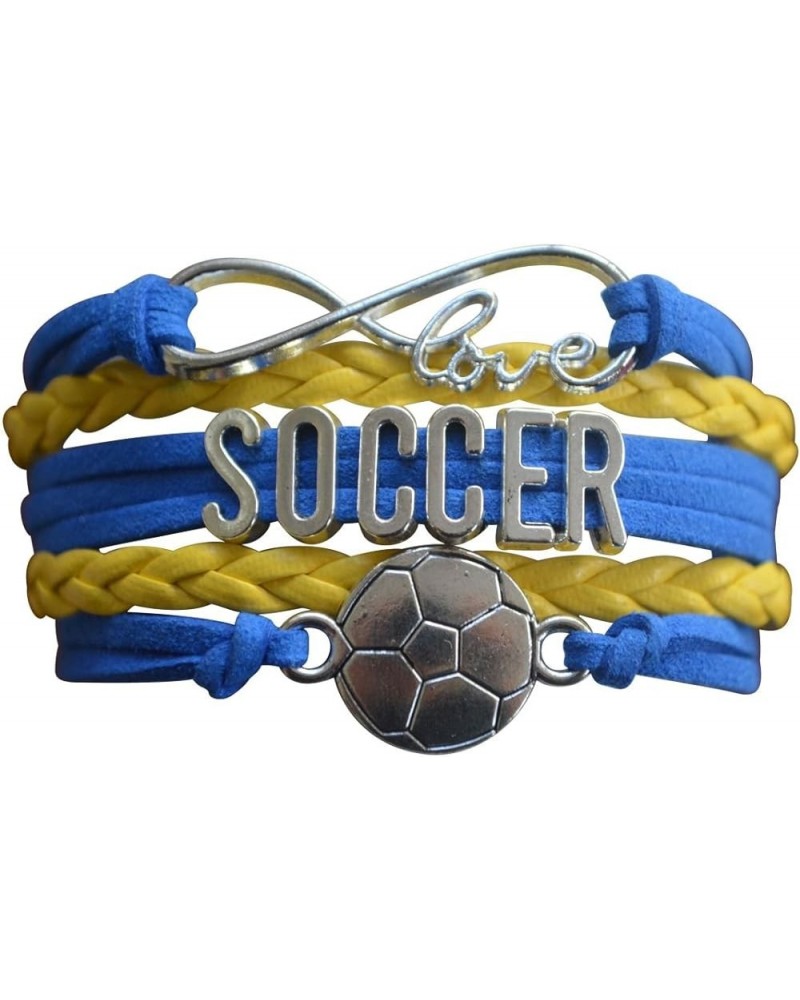 Sportybella - Soccer Charm Bracelet, Soccer Jewelry, Adjustable Bracelet. Soccer Bracelet Gift for Players and the Team Blue/...