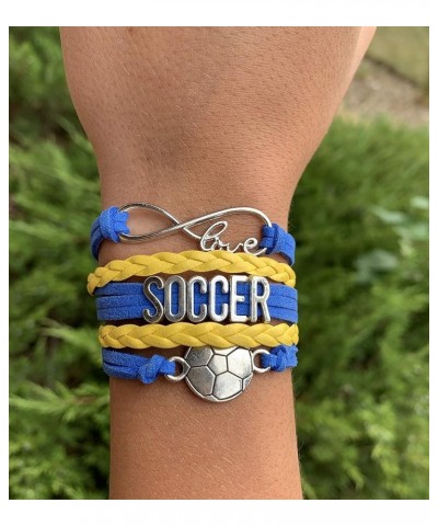 Sportybella - Soccer Charm Bracelet, Soccer Jewelry, Adjustable Bracelet. Soccer Bracelet Gift for Players and the Team Blue/...