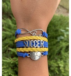 Sportybella - Soccer Charm Bracelet, Soccer Jewelry, Adjustable Bracelet. Soccer Bracelet Gift for Players and the Team Blue/...