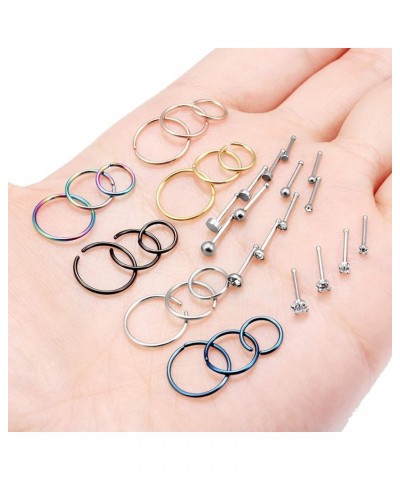 20G Nose Rings for Women Stainless Steel Bone L Shaped Nose Studs Screw Nose Rings CZ Nose Ring Hoop Nose Rings Studs Hoop Pi...