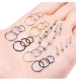 20G Nose Rings for Women Stainless Steel Bone L Shaped Nose Studs Screw Nose Rings CZ Nose Ring Hoop Nose Rings Studs Hoop Pi...