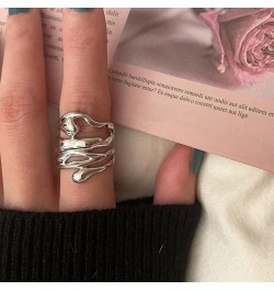 Chunky Band Rings for Women Adjustable Open Gold Silver Rings Thick Gold Statement Rings Simple Stackable Rings for Women Wed...