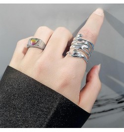 Chunky Band Rings for Women Adjustable Open Gold Silver Rings Thick Gold Statement Rings Simple Stackable Rings for Women Wed...