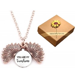 You Are My Sunshine Necklace Sunflower with Hidden Charm Inside in Sunflower Gift Box Rose Gold $11.26 Necklaces