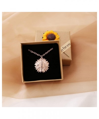 You Are My Sunshine Necklace Sunflower with Hidden Charm Inside in Sunflower Gift Box Rose Gold $11.26 Necklaces