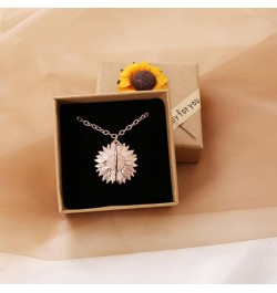 You Are My Sunshine Necklace Sunflower with Hidden Charm Inside in Sunflower Gift Box Rose Gold $11.26 Necklaces