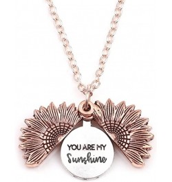 You Are My Sunshine Necklace Sunflower with Hidden Charm Inside in Sunflower Gift Box Rose Gold $11.26 Necklaces