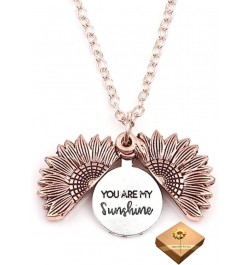 You Are My Sunshine Necklace Sunflower with Hidden Charm Inside in Sunflower Gift Box Rose Gold $11.26 Necklaces