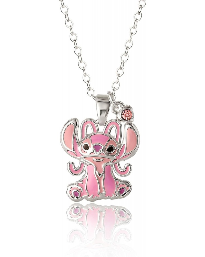 Lilo & Stitch Womens Angel Necklace Official License, 16+2 Silver Plated Angel Pendant Necklace $11.50 Necklaces