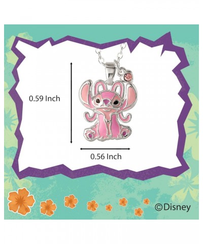 Lilo & Stitch Womens Angel Necklace Official License, 16+2 Silver Plated Angel Pendant Necklace $11.50 Necklaces