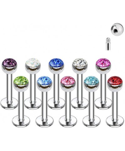 16g 8mm Surgical Steel Ferido Crystal 4mm Top Cartilage & Labret Stud (Choose Color) Purple $7.64 Body Jewelry