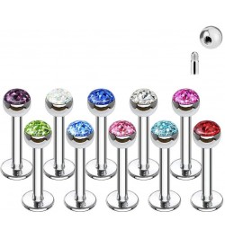 16g 8mm Surgical Steel Ferido Crystal 4mm Top Cartilage & Labret Stud (Choose Color) Purple $7.64 Body Jewelry