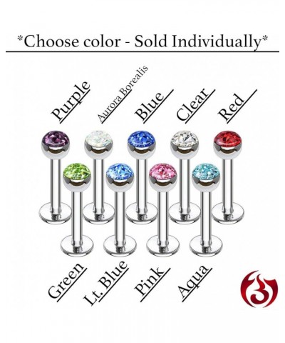 16g 8mm Surgical Steel Ferido Crystal 4mm Top Cartilage & Labret Stud (Choose Color) Purple $7.64 Body Jewelry