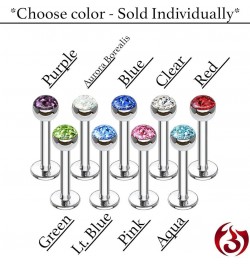 16g 8mm Surgical Steel Ferido Crystal 4mm Top Cartilage & Labret Stud (Choose Color) Purple $7.64 Body Jewelry